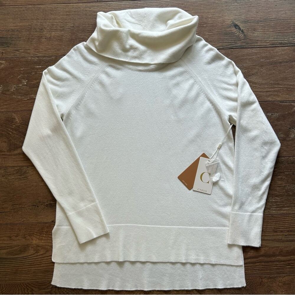 Cyrus Cowl Neck High Low Sweater Bone Color Medium
